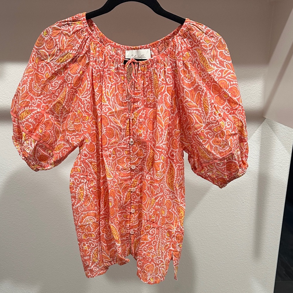 Cleobella Orange and White Paisley Blouse